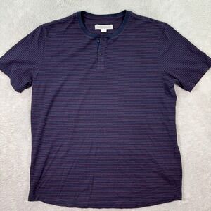 Outerknown Striped Henley T Shirt Men's Large Organic Cotton Hemp Blend Casual